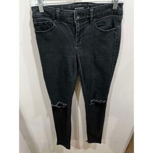 Blackheart Jeans Womens 7 Skinny Black Mid Rise Distressed Grunge Festival Y2K